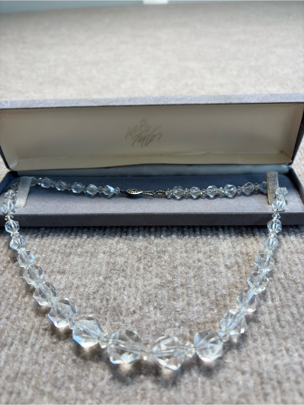 Lord & Taylor Clear Faceted Bead Necklace